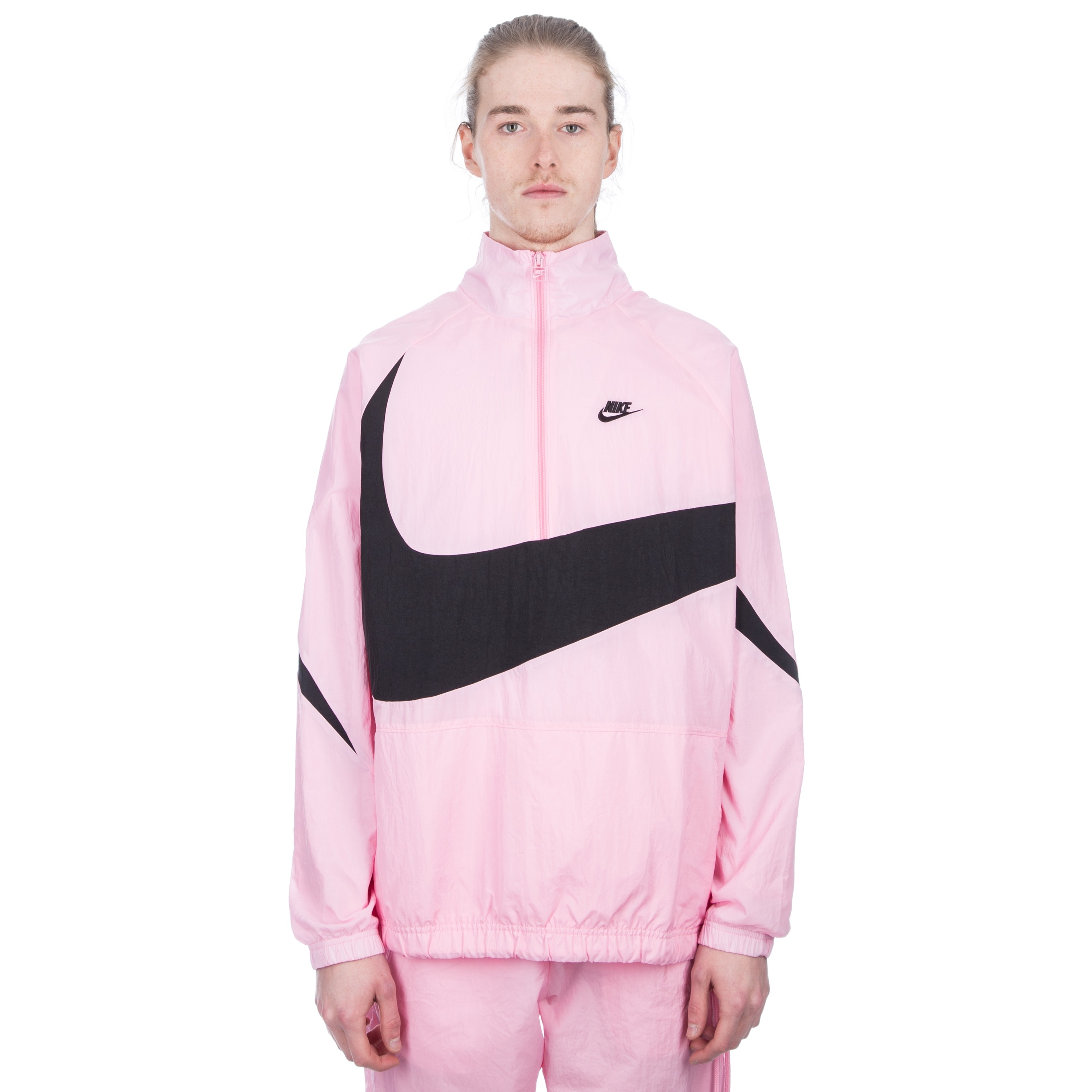 Nike Swoosh Woven Half-Zip Jacket (Pink/Black/Black) - Consortium.
