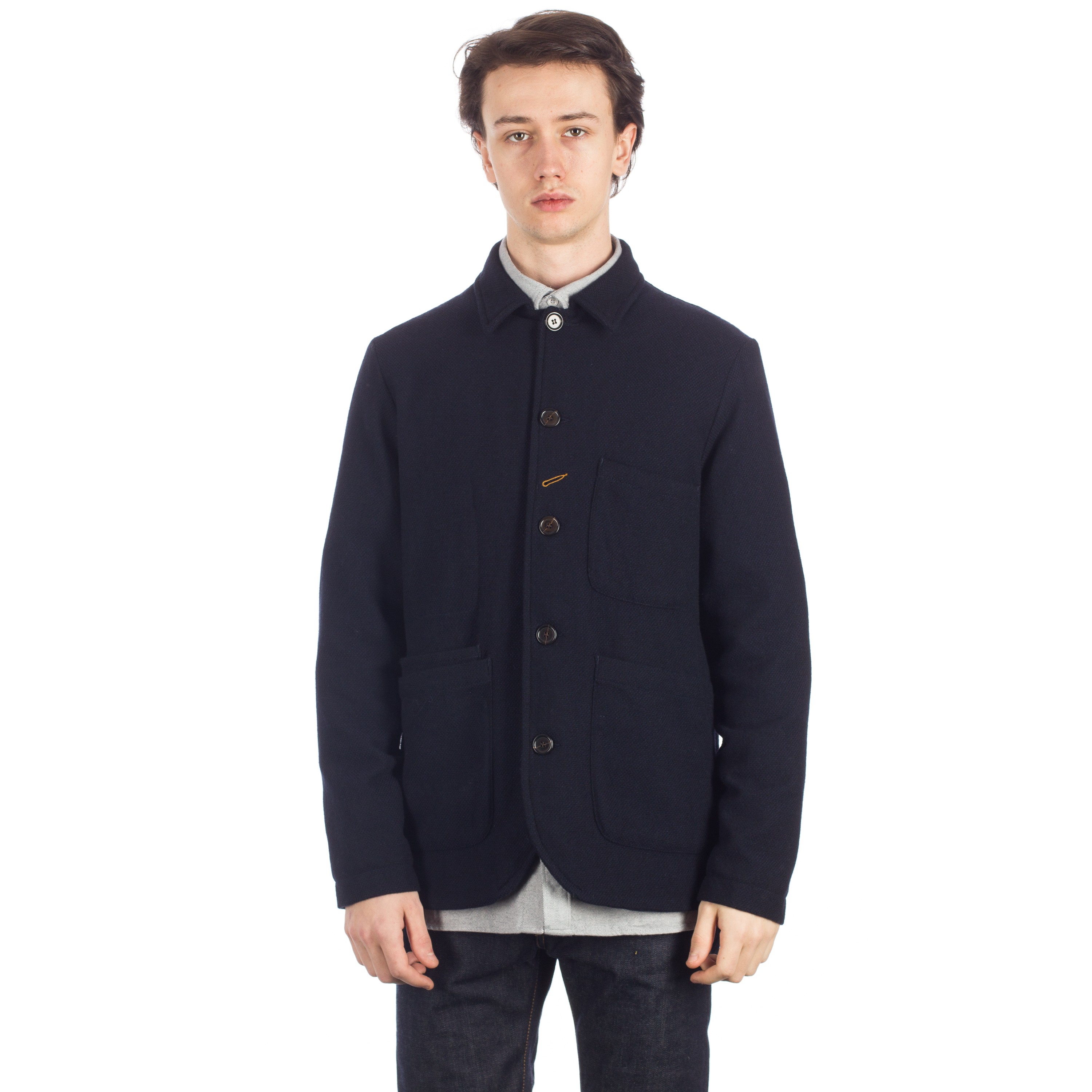 Universal Works Bakers Jacket (Navy) Consortium.