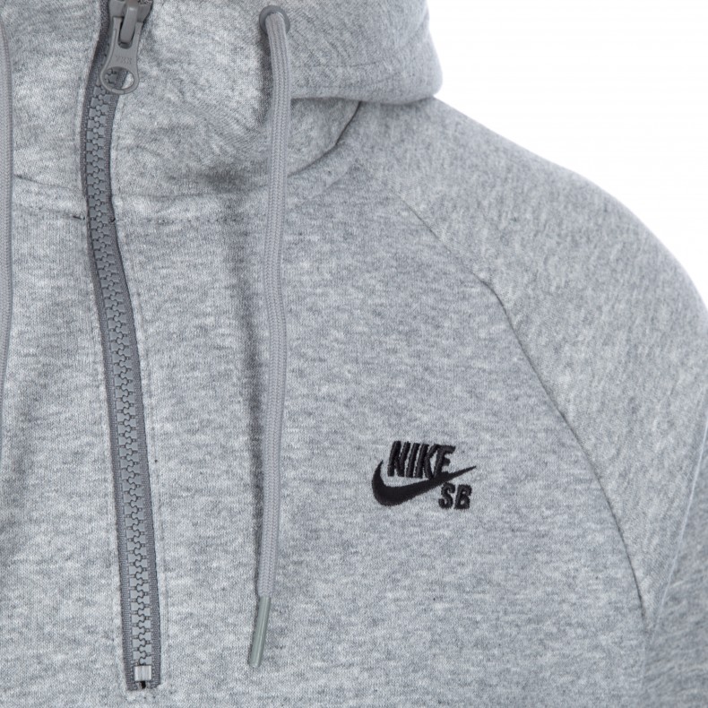 Nike SB Icon Half-Zip Pullover Hooded Sweatshirt (Dark Grey Heather ...